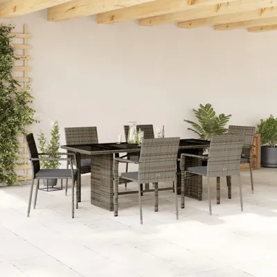 Gossi set mobilier de gradina cu perne, 7 piese, gri, poliratan