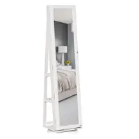 HOMCOM Oglindă Suport pentru Bijuterii, Oglindă de podea Pivotantă Modernă pentru Dormitor, 38x38x160 cm, Alb | Aosom Romania