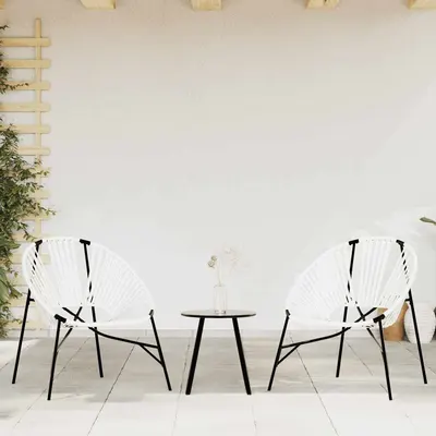 Gossi set scaune de gradina 3 buc poly rattan alb si negru