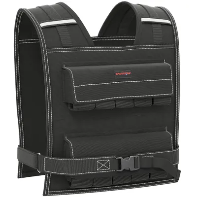 SPORTNOW Vestă cu greutăţi reglabilă 20 kg, 20 pungi detaşabile, Oxford, Negru