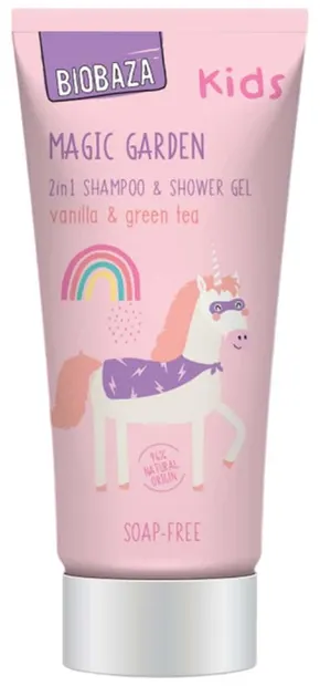 Biobaza Kids Șampon și gel de duș pentru copii 2 în 1 Magic Garden, 30 ml