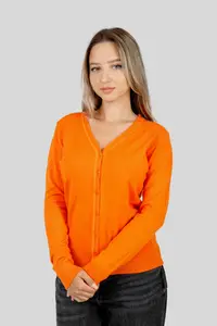 Pulover clasic orange cu nasturi