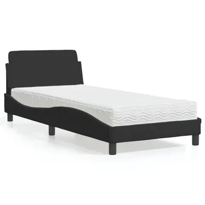 vidaXL Pat cu saltea, Dover, negru, 90x190 cm, catifea