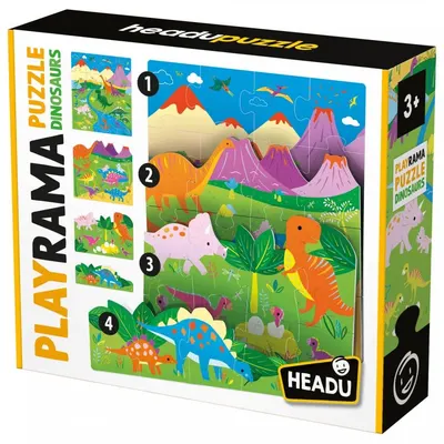 Puzzle educațional pentru copii Headu - Dinozauri