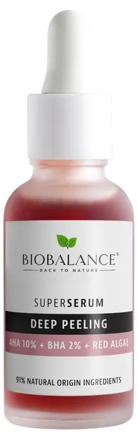 Super Serum Exfoliere Profunda cu AHA 10% + BHA 2% + Extract de Alge Rosii, 30ml, Bio Balance