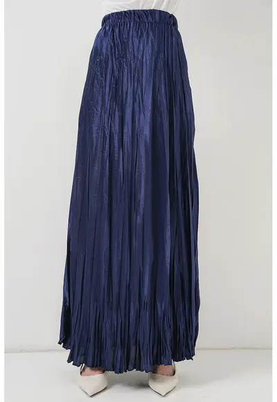 Fusta maxi - HiCCUP - texturata - albastra - satin