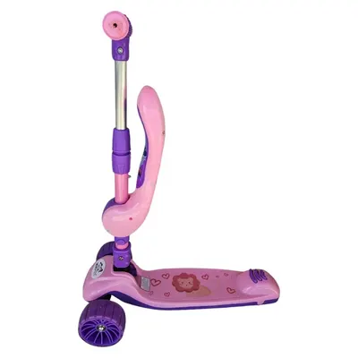 Trotineta pentru copii Novokids Mini Scooter 8130 RozMov 2 in 1, cu roti luminoase din silicon, melodii, 3 roti, pliabila, maner reglabil, greutate suportata 50 kg