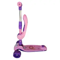 Trotineta pentru copii Novokids Mini Scooter 8130 RozMov 2 in 1, cu roti luminoase din silicon, melodii, 3 roti, pliabila, maner reglabil, greutate suportata 50 kg