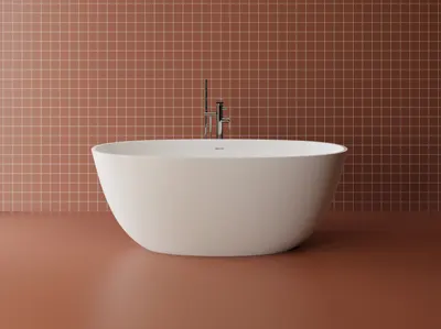 Cada freestanding ovala, compozit alb mat, interior lucios, 160x78x61 cm Foglia Monaco