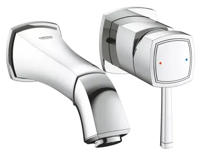 Baterie lavoar Grohe Grandera 19929000, racord 1/2 inch, montare pe perete, M, 177 mm, necesita valva, Crom lucios