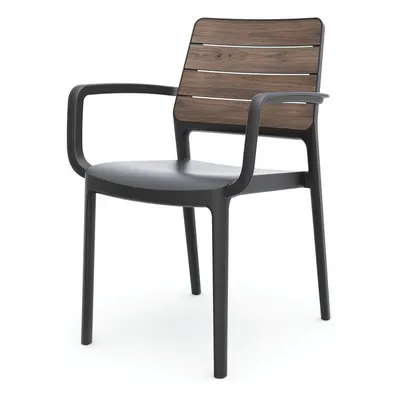 Scaun de grădină gri închis/maro închis din plastic Deco Porto – Keter