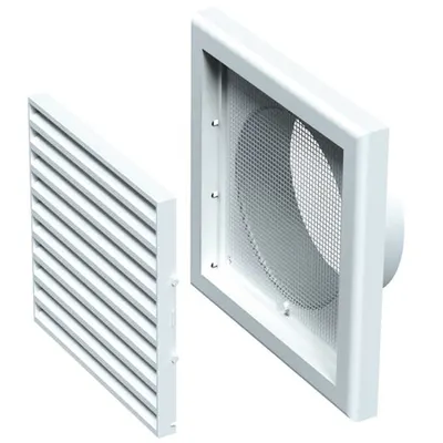 Grila dreptunghiulara cu manson diam 100mm, 154x154mm