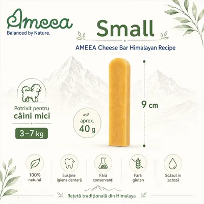 AMEEA Cheese Bar Himalayan Receipe Small, XS-S, Brânză, recompense fără cereale câini, 40g