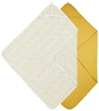 Prosoape de baie din bumbac pentru bebeluși Meyco Baby - Cheetah/Uni, 80 x 80 cm, 2 buc, Honey Gold