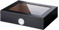 Cutie de trabucuri (humidor) Angelo - cu fereastra, lemn de cedru, negru