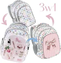 Ghiozdan școlar BackUp 8 D - Pastel Checkered, cu 3 compartimente