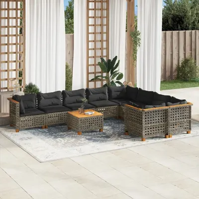 Gossi set mobilier de gradina cu perne, 10 piese, gri, poliratan