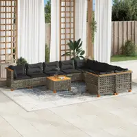 Gossi set mobilier de gradina cu perne, 10 piese, gri, poliratan