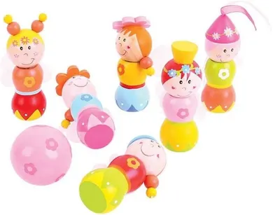 Mini bowling din lemn, pentru copii Bigjigs - Zane