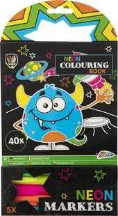 Carte de colorat Grafix - Monster, Cu 5 Markere Neon