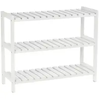 HOMCOM Etajeră pentru încălțăminte, suport pentru pantofi 3 niveluri, rafturi cu lamele, din lemn de pin， 70 x 26 x 57,5 cm, alb | Aosom Romania