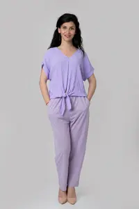 Pantaloni lila casual cu buzunare