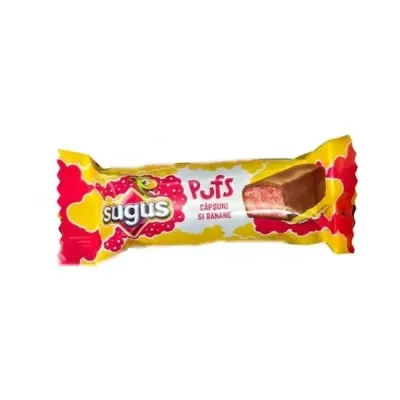 Baton Sugus Pufs cu aroma de capsuni si banane, 21g Engros