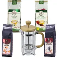 Aroma Energy Brew – French Press 600 ml, 2 ceaiuri verzi si 2 cafele aromate
