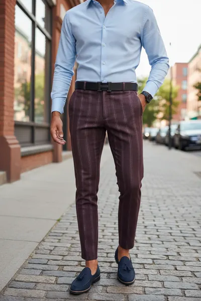 Pantaloni barbati eleganti grena B1801 Z9-2
