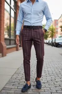 Pantaloni barbati eleganti grena B1801 Z9-2