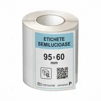 Rola etichete autoadezive semilucioase 95x60 mm, adeziv permanent, 1000 etichete rola