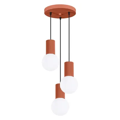 Lustră teracotă din metal cu abajur din sticlă ø 25 cm Orbital – Sollux
