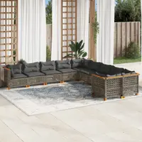 Gossi set mobilier de gradina cu perne, 10 piese, gri, poliratan