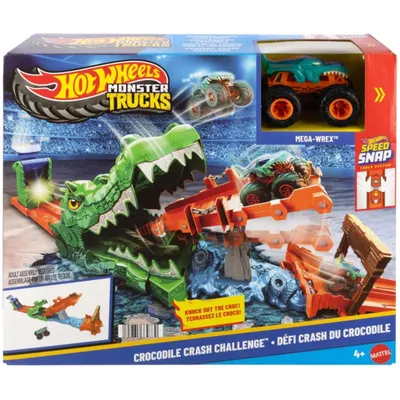 Set de joaca Hot Wheels, Monster Trucks, Crocodile Crash Challenge, Mega-Wrex, JJN45