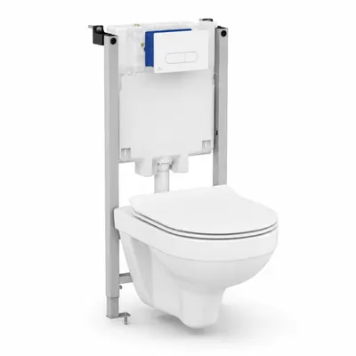 Set vas wc suspendat rimless, capac soft close, Cersanit Zip City Slim si rezervor incastrat PROSYS cu clapeta Oleas M1 alb lucios, Ideal Standard