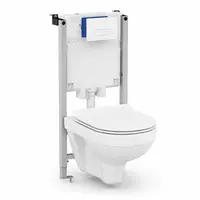Set vas wc suspendat rimless, capac soft close, Cersanit Zip City Slim si rezervor incastrat PROSYS cu clapeta Oleas M1 alb lucios, Ideal Standard