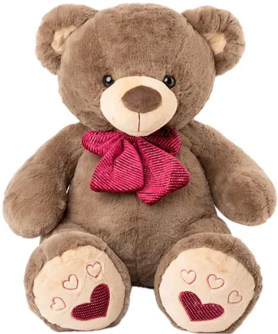 Jucărie de pluș Amek Toys - Urs brun cu o panglică roșie, 50 cm