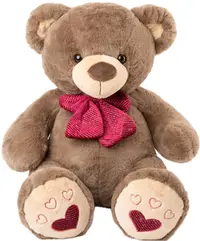 Jucărie de pluș Amek Toys - Urs brun cu o panglică roșie, 50 cm