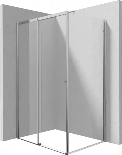 Cabina de dus rectangulara, usi glisante si un perete fix, 120x90 cm, profil crom, Deante Kerria Plus
