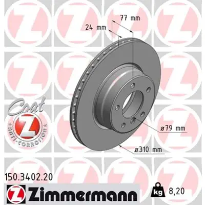 Disc frana ZIMMERMANN 150.3402.20
