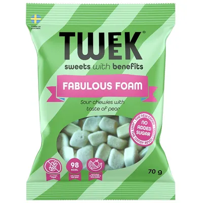 Jeleuri Spumoase Dulci-Acrisoare cu Aroma de Pere cu Stevie fara Zahar Adaugat Fabulous Foam 70g