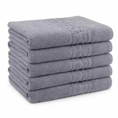 Set 5 prosoape mari 70x130cm, din 100% bumbac pakistanez, 500g, Gri