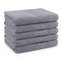 Set 5 prosoape mari 70x130cm, din 100% bumbac pakistanez, 500g, Gri