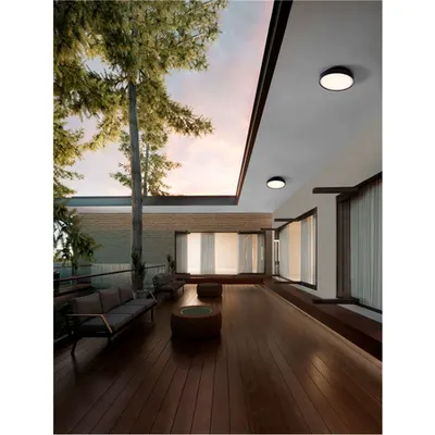 Plafoniera SKY Nisipiu Negru Aluminiu & Dispersor policarbonat LED · 15 Wat 220-240 Volt 1197Lm · 3000K IP65