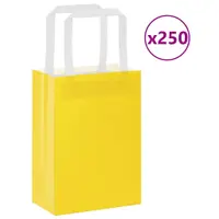 vidaXL Pungi de hârtie 250 buc cu mânere galbene 15x8x21 cm