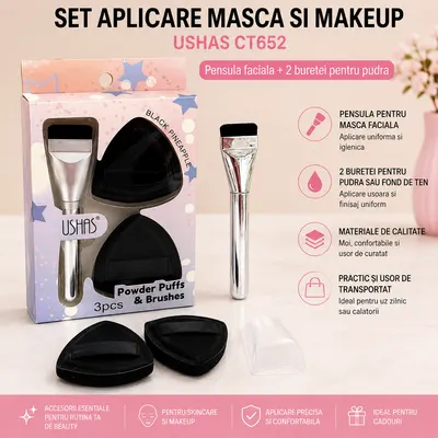 Set aplicare masca si makeup USHAS CT652 cu pensula si buretei Engros