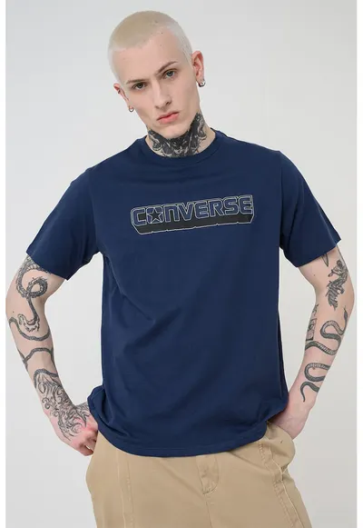 Tricou cu imprimeu logo Dimension - Negru/Bleumarin