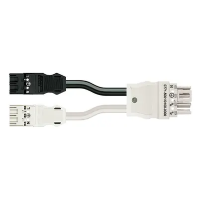 pre-assembled Y-cable; Eca; 2 x plug/socket; 2 x 3-pole / 1 x 4-pole; Cod. A; H05Z1Z1-F 3G 1.5 mm²; H05Z1Z1-F 3G 1.5 mm²; 0.6 m; 1,50 mm²; black/white