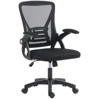 HOMCOM Scaun de Birou din Plasă cu Brațe Rabatabile, Suport Lombar, 59,5 x 56 x 103 cm, Negru | Aosom Romania