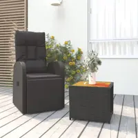 Gossi set sezlonguri gradina, 2 piese, negru, poliratan&lemn acacia